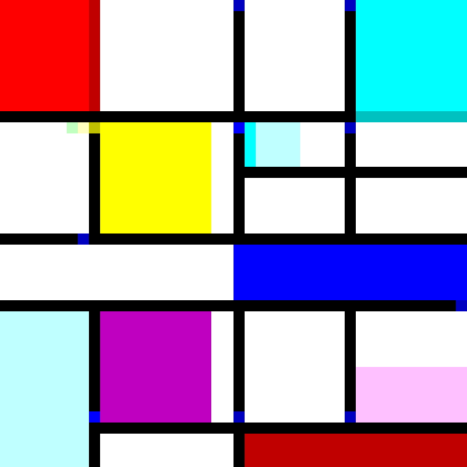 Piet code that looks like Piet Mondrian's 'Composition'